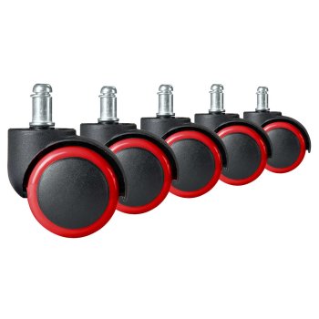 Sofotel Rubber Office Chair Wheels 5 Pack, Black and Red