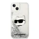 Karl Lagerfeld iPhone 14 Plus vāciņš Glitter Choupette Head Sudraba