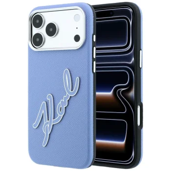 Чехол Karl Lagerfeld Smooth Big Resin Signature для iPhone 18 Pro Max / 17 Pro Max, синий