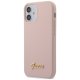 Guess iPhone 12 mini vāciņš Silicone Script Gold Logo, gaiši rozā