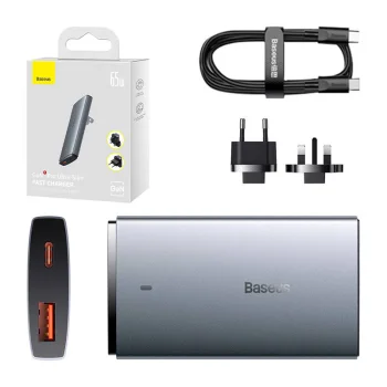 Сетевое зарядное устройство Baseus GaN5, 65W, USB-C, USB-A