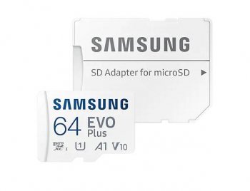 Samsung EVO Plus 64GB microSDXC Memory Card + Adapter | Atmiņas Karte Telefonam + Adapteris