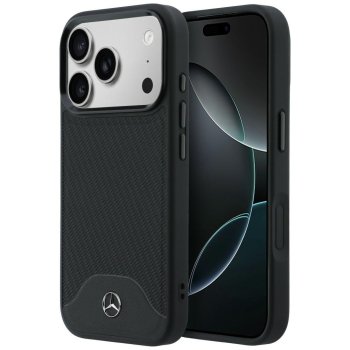 Mercedes Leather Wood Effect Curve MagSafe Case for iPhone 17 Pro Max, Black