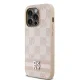 DKNY iPhone 14 Pro Case Checkered Mono Pattern & Printed Stripes, Pink