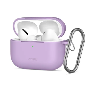 Чехол для AirPods Pro с карабином Tech-Protect Silicone Hook, фиолетовый