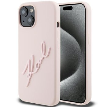 Apple iPhone 15 6.1'' Karl Lagerfeld Silicone Karl Script Cover Case, Pink