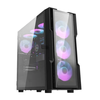 Datora korpuss Darkflash DK431 Glass ar 4 RGB ventilatoriem, melns