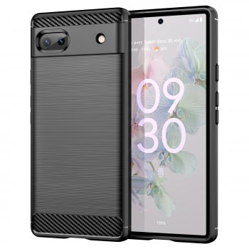 Google Pixel 6a Carbon Flexible Cover TPU Case, Black | Telefona Maciņš Vāciņš Apvalks Bampers