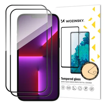 Wozinsky iPhone 15 Pro Max Tempered Glass Full Glue (2 pcs), Black