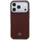 Mercedes Leather Semi Wrap Wood Effect MagSafe vāciņš iPhone 17 Pro Max, Sarkans