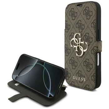 Guess iPhone 17 Pro чехол-книжка Book 4G Metal Logo, коричневый