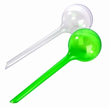 Plant Watering Globes, Set of 2, White and Green