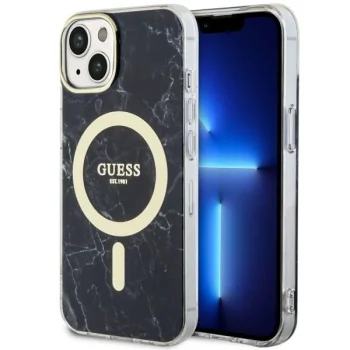 Чехол Guess для iPhone 14 Plus Marble MagSafe, черный