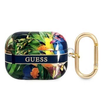 Guess AirPods Pro vāciņš Flower Strap zilā krāsā