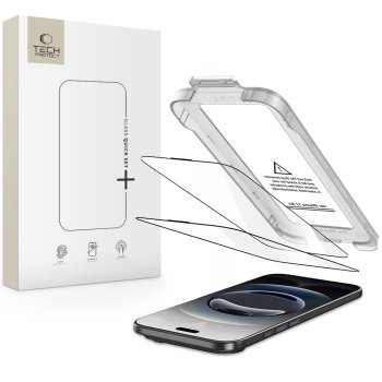 Tech-Protect iPhone 17 Air aizsargstikls Quick Set+ 2-pack, melns