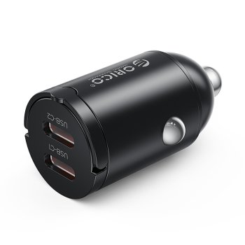 Автомобильное зарядное устройство Orico MiniRing 30W 2x USB-C, черное