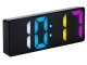 Digitālais LED modinātājs ar termometru, datuma un krāsainu displeju, melns