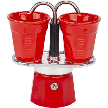 Bialetti MINI EXPRESS Set espresso kafijas automāts ar 2 krūzītēm, Sarkans