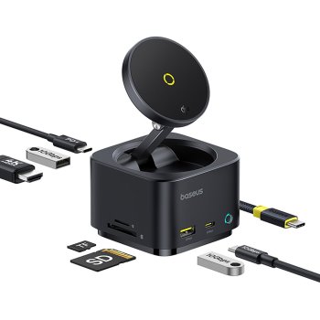 Baseus MagPro Series II 7-в-1 USB-C хаб с MagSafe-совместимой зарядкой 15 Вт + HDMI + USB-A +...