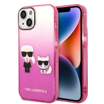 Karl Lagerfeld Gradient Ikonik Karl & Choupette vāciņš iPhone 14 Plus - Rozā