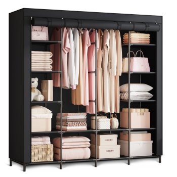 Massido Fabric, Canvas Wardrobe, 170x45 cm, Black