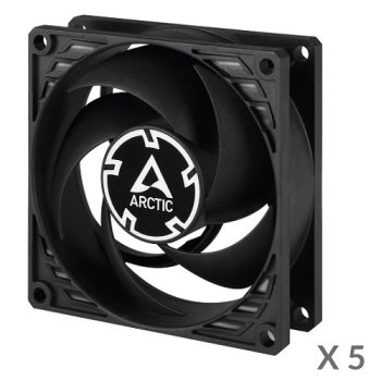 Arctic P8 Silent 80mm datora korpusa ventilatori, 3-pin, melni, 5 gab.
