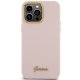 Guess iPhone 15 Pro Max Case Silicone Script Metal Logo & Frame, Pink