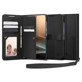 Spigen Wallet "S" atverams vāciņš Samsung Galaxy S25+ Melns