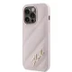 Karl Lagerfeld iPhone 14 Pro Max vāciņš Diagonal Quilted Script, rozā