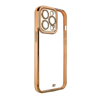 Telefona vāciņš Samsung Galaxy A12 5G Fashion Case, caurspīdīgs ar zelta rāmi