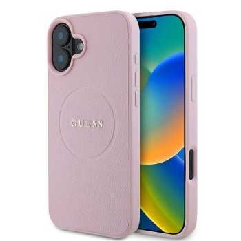 Guess Grained Gold Ring MagSafe vāciņš Apple iPhone 16 Plus - Rozā