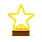 LED Neon Star Sign with Wood Stand Forever Light FLNW04 Christmas Decor, Warm White
