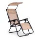 MultiGarden Garden and Beach Sun Lounger with Adjustable Backrest and Canopy, Beige