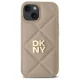 DKNY iPhone 15 vāciņš Quilted Stack Logo, bēšs