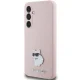 Karl Lagerfeld Samsung Galaxy S23 FE vāciņš Silicone Choupette Metal Pin, rozā