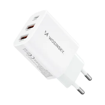 Сетевое зарядное устройство Wozinsky CWCUCW 30W USB-C / 2 x USB-A - Белое