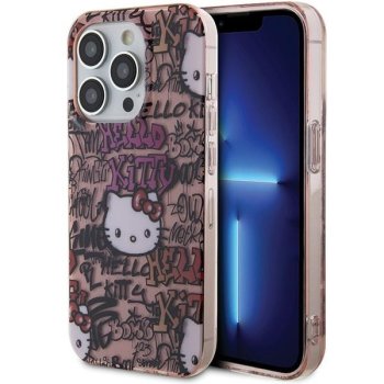 Hello Kitty iPhone 15 Pro Case IML Tags Graffiti, Pink