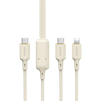 Dudao L7SF 2in1 Cable USB-C to USB-C / Lightning 100W 1.2m, Beige