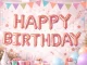 Happy Birthday folijas balonu virtene dzimšanas dienas svinībām, rozā