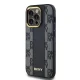 DKNY iPhone 14 Pro Case Leather Checkered Mono Pattern MagSafe, Black