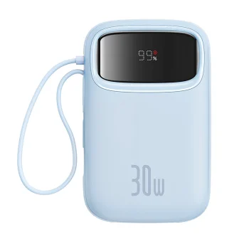 Baseus QPow 2 30Вт 10000мАч внешний аккумулятор с встроенными USB-C кабелями...