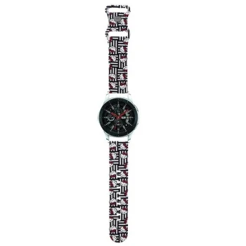 Hello Kitty Universal 22mm Smartwatch Strap Silicone Heads & Stripes, Black