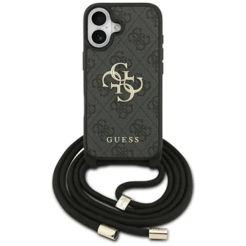 Чехол Guess 4G Big Logo Cord Strap Crossbody для iPhone 17, черный