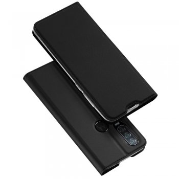 Motorola One Action DUX DUCIS Leather Case - Black | Telefona Vāciņš Maciņš Apvalks Grāmatiņa