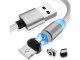 Magnetic 3 in 1 Charging Cable for USB C Micro USB and Lightning Devices 1m, silver