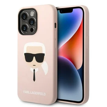Чехол Karl Lagerfeld Silicone Karl's Head для iPhone 14 Pro с MagSafe, розовый