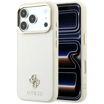 Guess Saffiano Small 4G & Classic Logo MagSafe Case for iPhone 17 Pro Max / 18 Pro Max - Beige