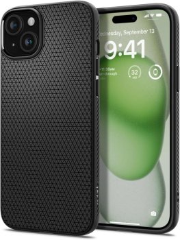 Apple iPhone 15 Plus 6.7'' Spigen Liquid Air Case Cover, Black | Чехол Кабура Кейс Бампер для...