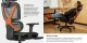 Ergonomisks biroja krēsls ar galvas balstu un kāju balstu, melns/oranžs