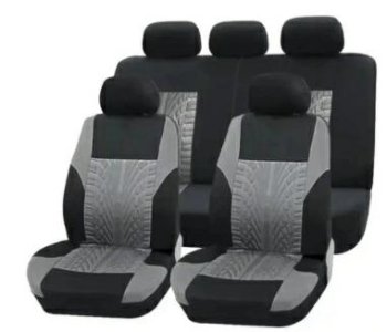 Universal Car Seat Covers 9-Piece Set, Black-Grey